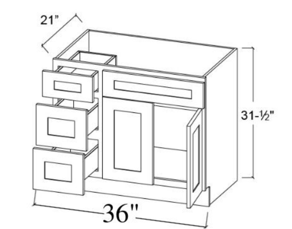 Vanity Sink Cabinet w/ 2 doors & 3 drawers